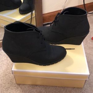Black wedge booties